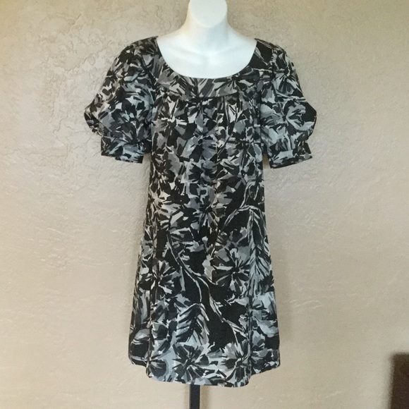 Trina Turk Black Gray Silk Mu Mu Style Dress 4 - Picture 1 of 3